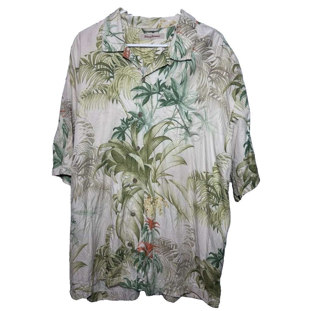 Tommy Bahama Button Down Shirt Men's Size XXL Hawaiian Silk Short Sleeve